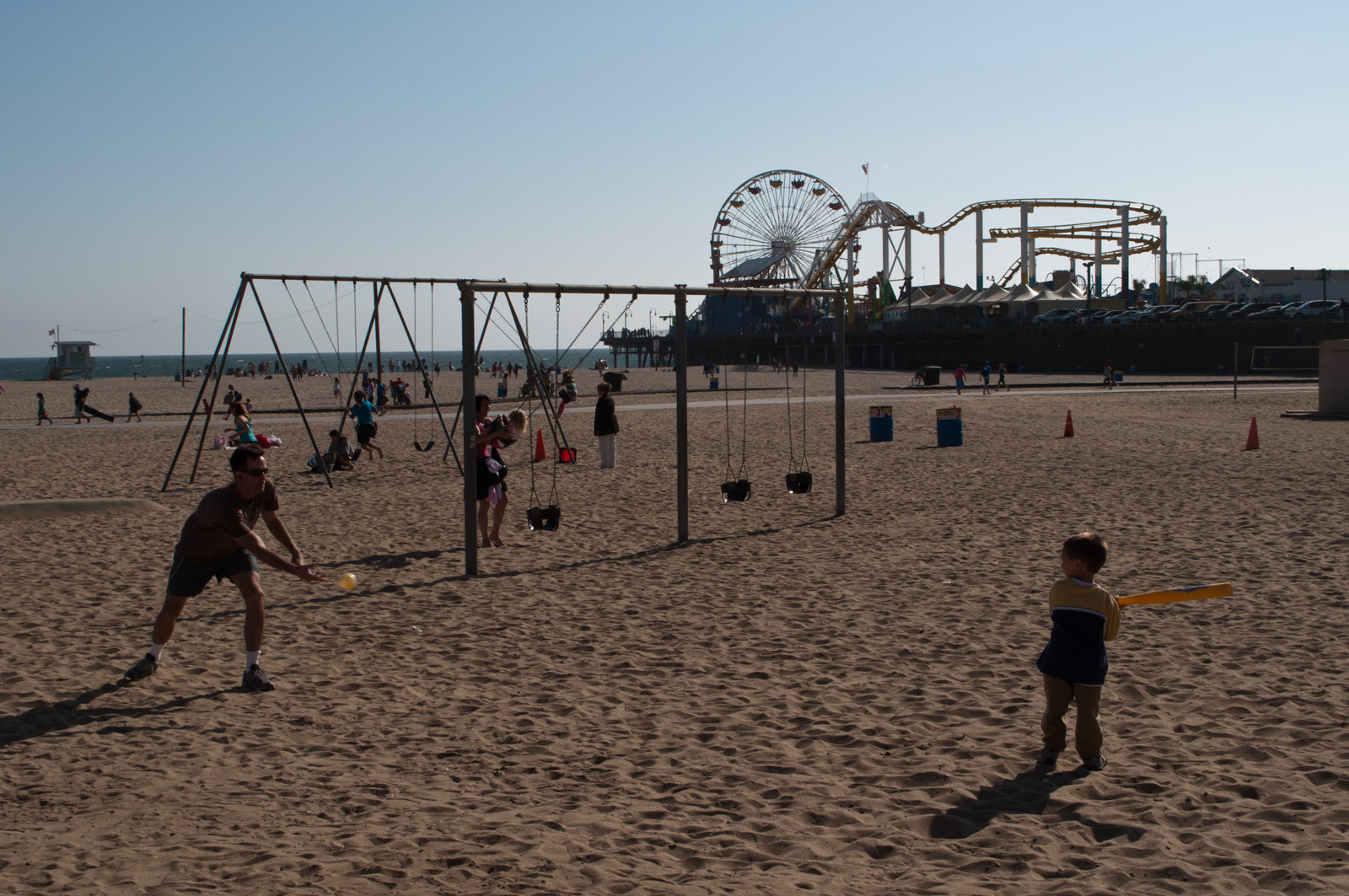 Original Muscle Beach recreation area with Santa Monica Pier in the background
